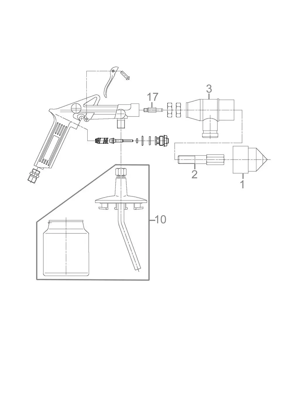 Zeichnung - GDE DL-Sandstrahlpistole m. Rckgewinnung 750ml - 40046