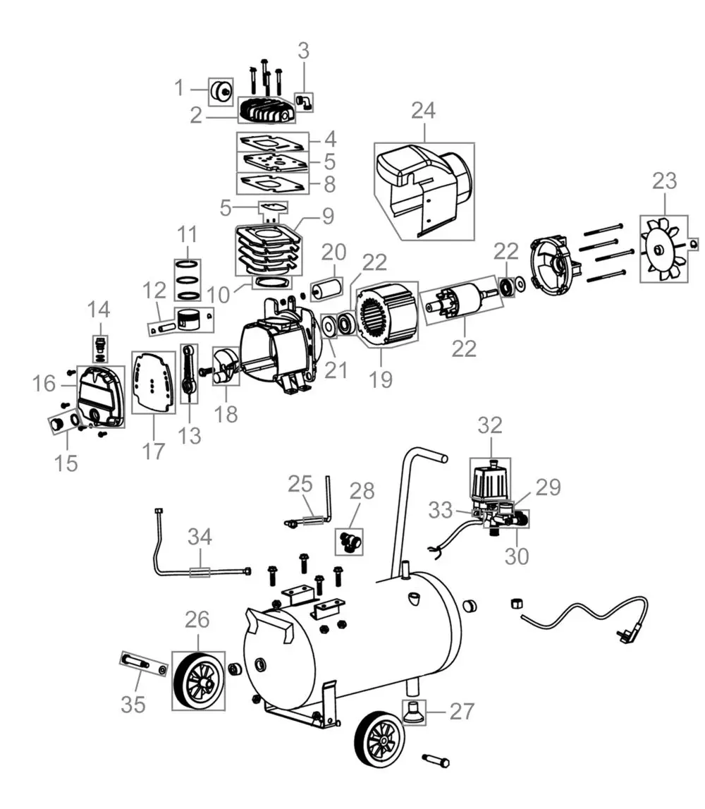 Zeichnung - GDE Kompressor-Set 300/10/50 14-tlg. CH - 71125