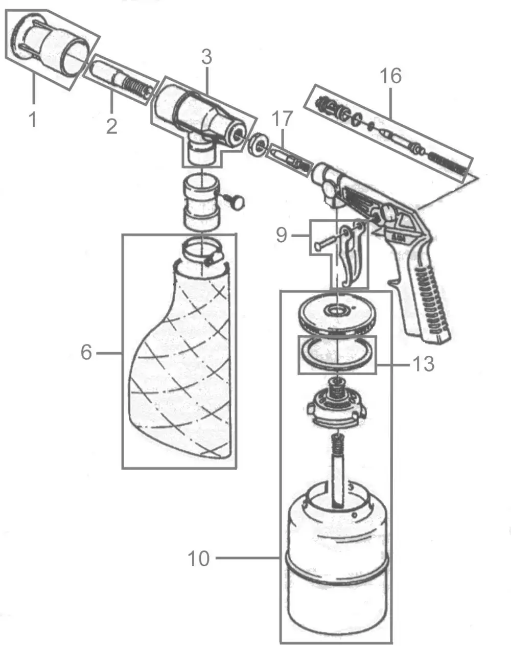 Zeichnung - GÜDE DL-Sandstrahlpistole m. Rückgewinnung 750ml - 40046