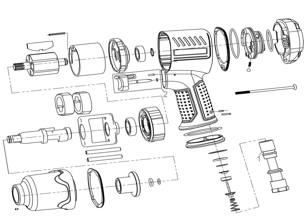 Zeichnung - GDE DL-Schlagschrauber Twin Hammer 1/2 - 40122