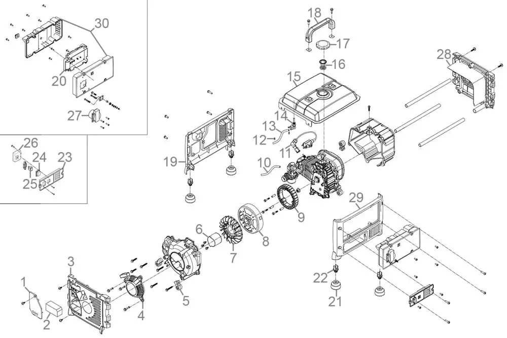 Zeichnung - GDE Inverter Stromerzeuger ISG 1200 ECO - 40657
