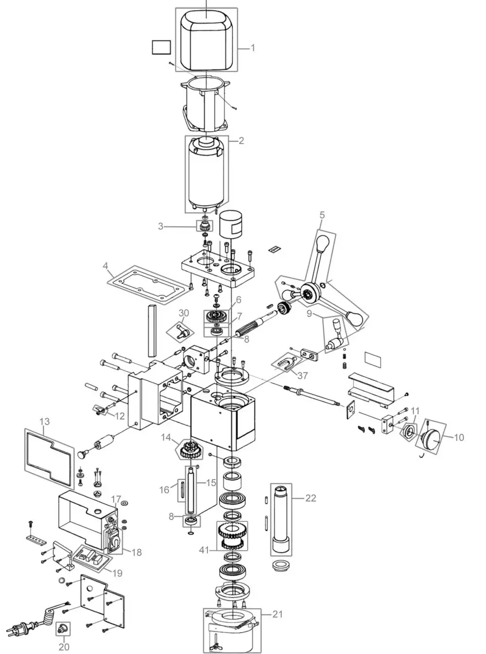 Zeichnung - GUEDE Mini Bohr- & Fräsmaschine GBF 550 - 48140