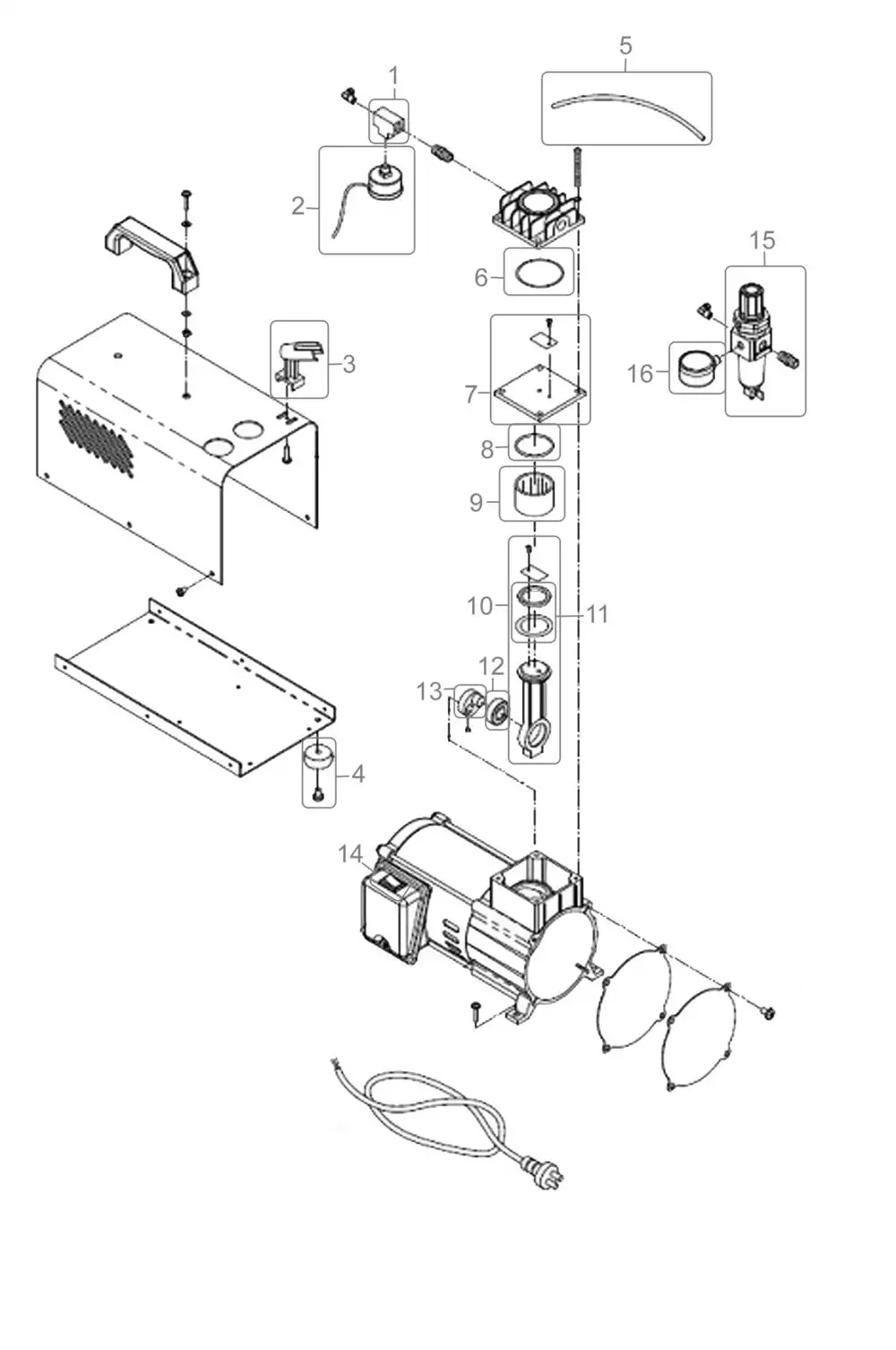 Zeichnung - GDE Airbrush Kompressor PROFI-SET - 50065