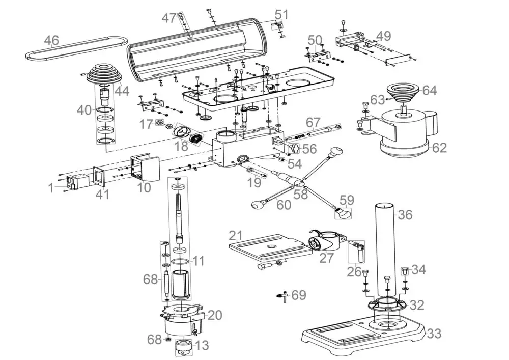 Zeichnung - Tischbohrmaschine GTB 13/355 - 55200