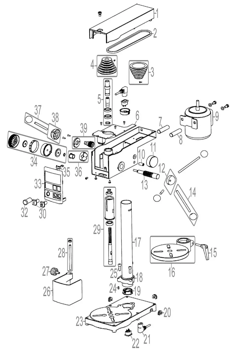 Zeichnung - GDE Tischbohrmaschine GTB 13 PRO - 55214
