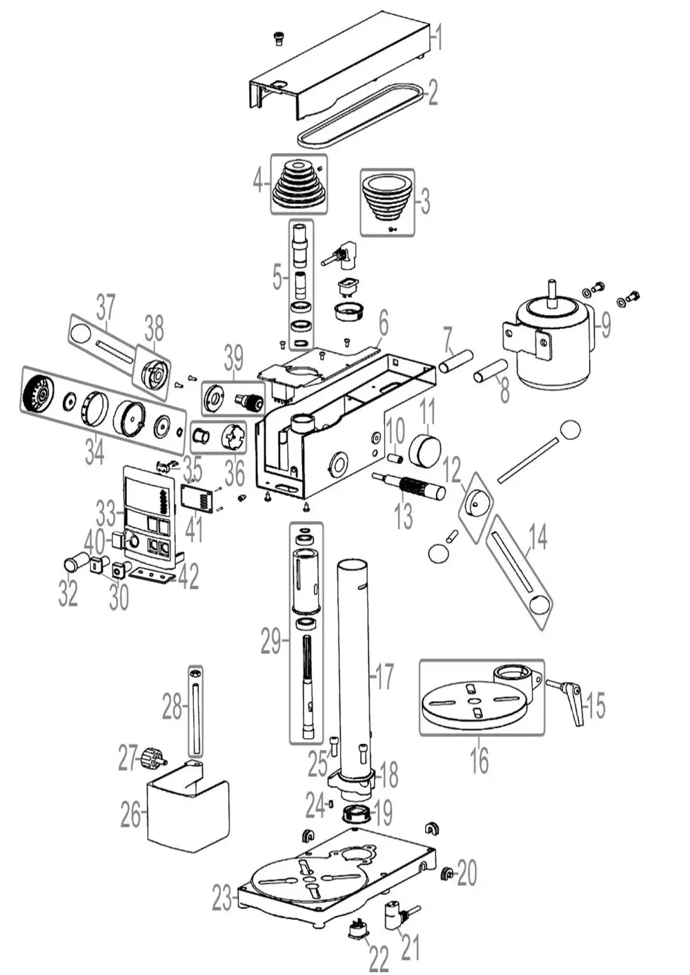 Zeichnung - GDE Tischbohrmaschine GTB 14 PRO - 55216