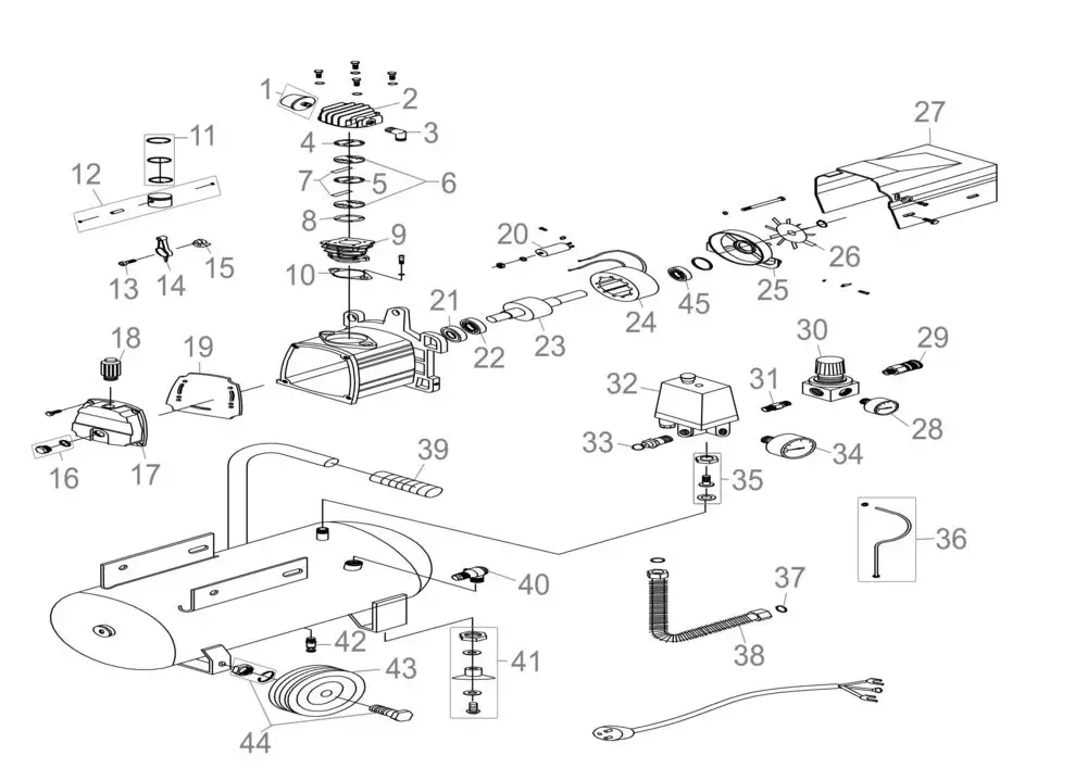 Zeichnung - GUEDE Kompressor-Set 301/10/50 12-tlg. - 71101