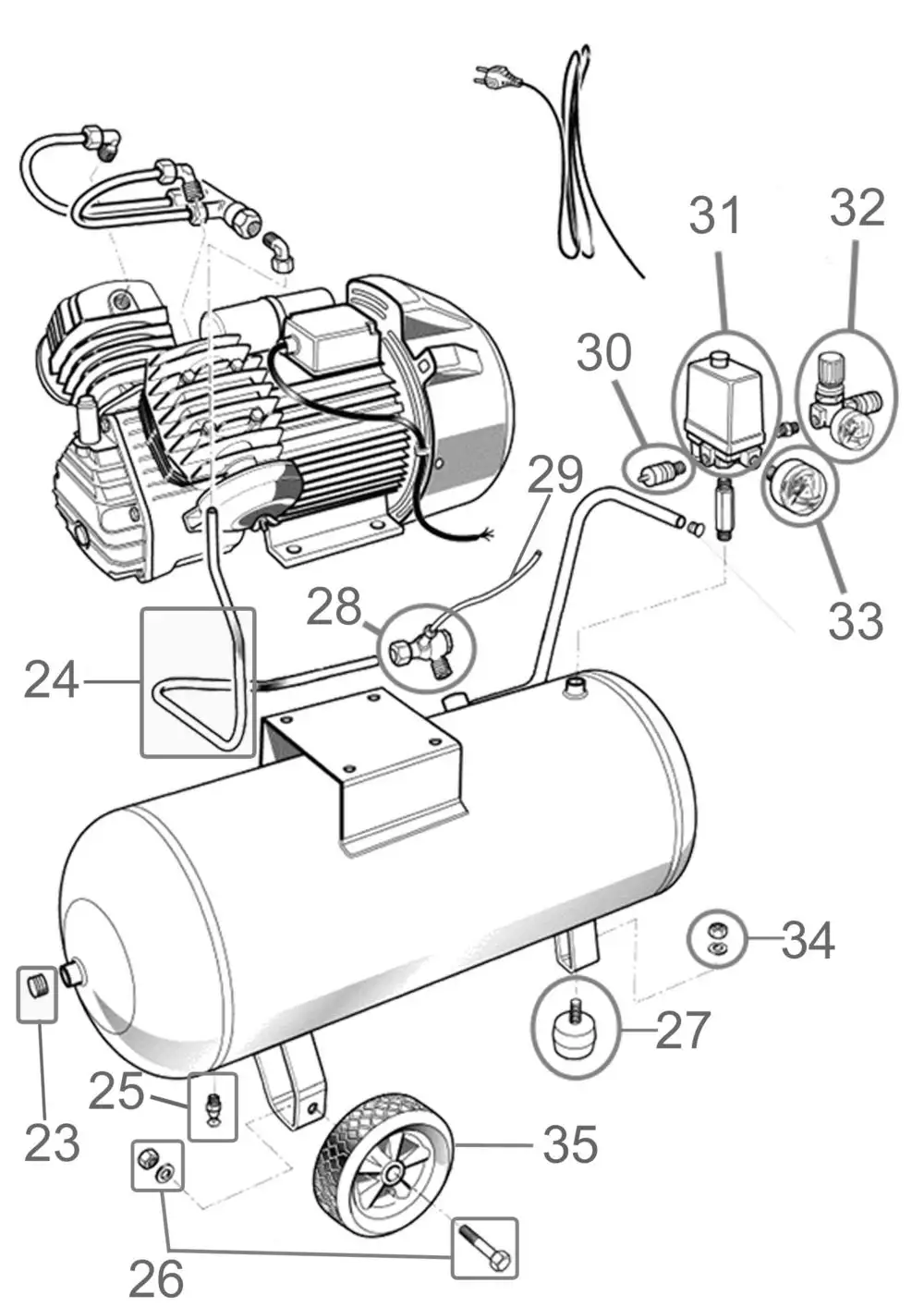 Zeichnung - GDE Kompressor-Set 402/10/50 15-tlg. - 72092