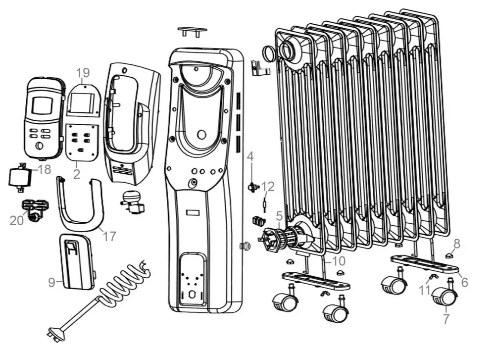 Zeichnung - GÜDE Ölradiator OR 2500-11 DT - 85193